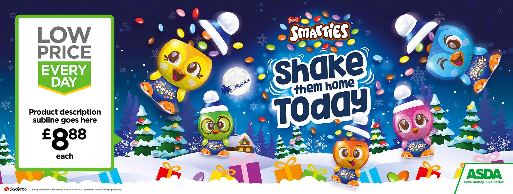 Christmas Smarties design for ASDA's Trolley Bays
