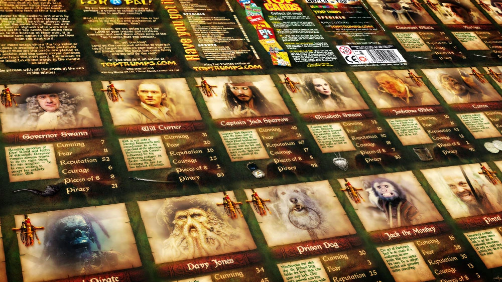 Top Trumps Pirates of the Caribbean card deck design