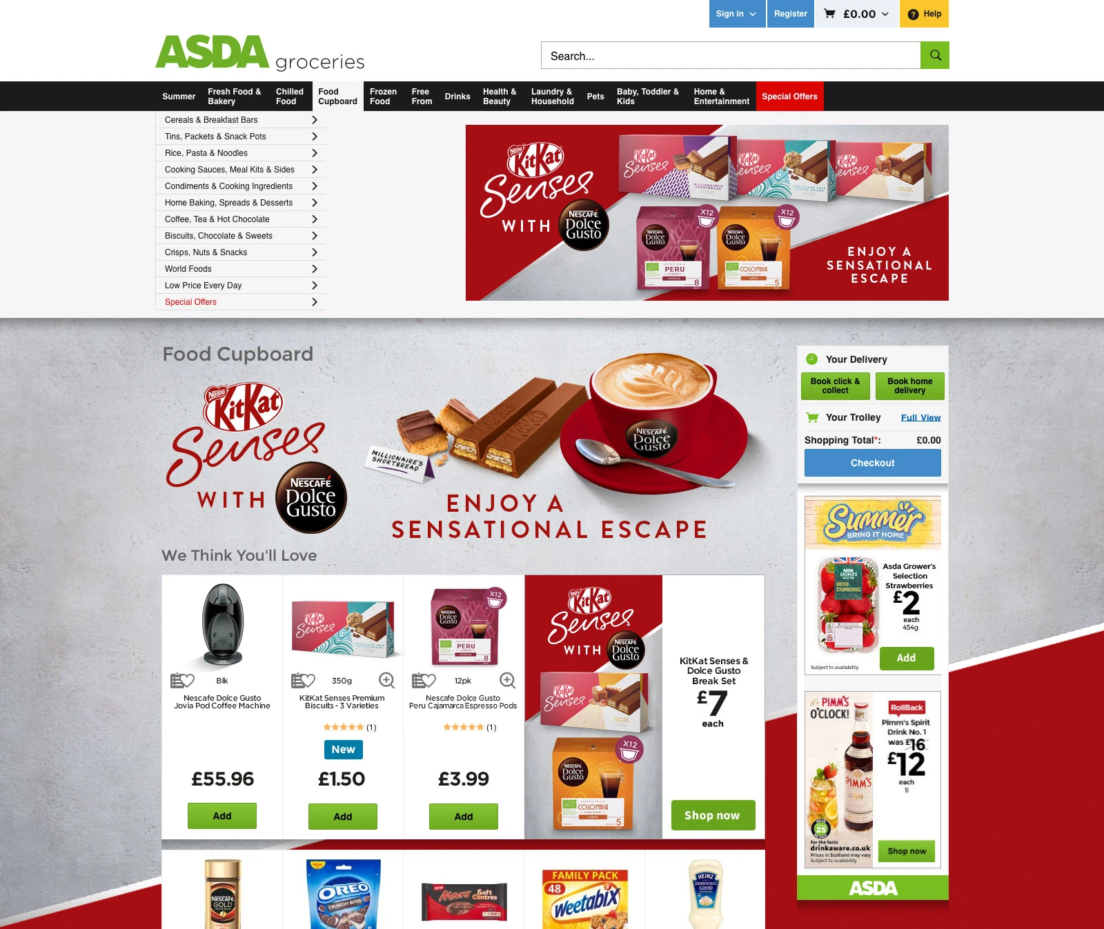 Asda Website Takeover Design for Nescafé Dolce Gusto