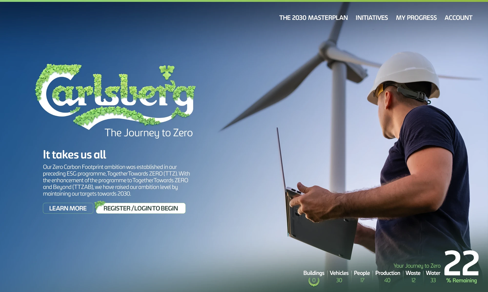 Carlsberg Carbon Net Zero campaign website homepage design
