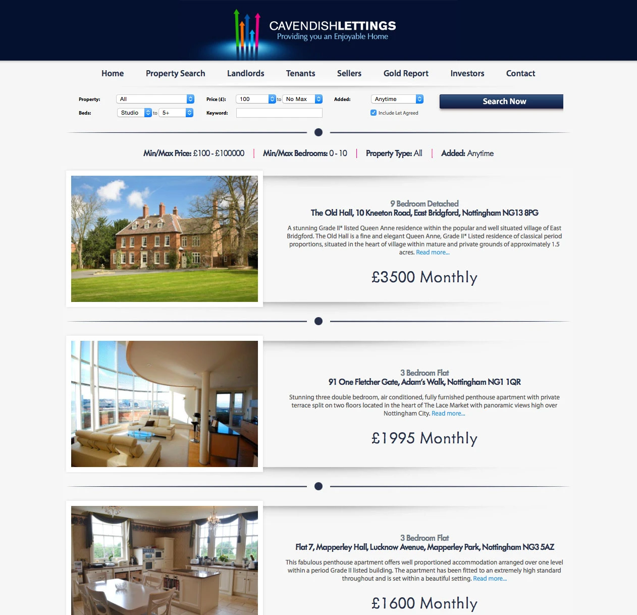 Cavendish Lettings Website
